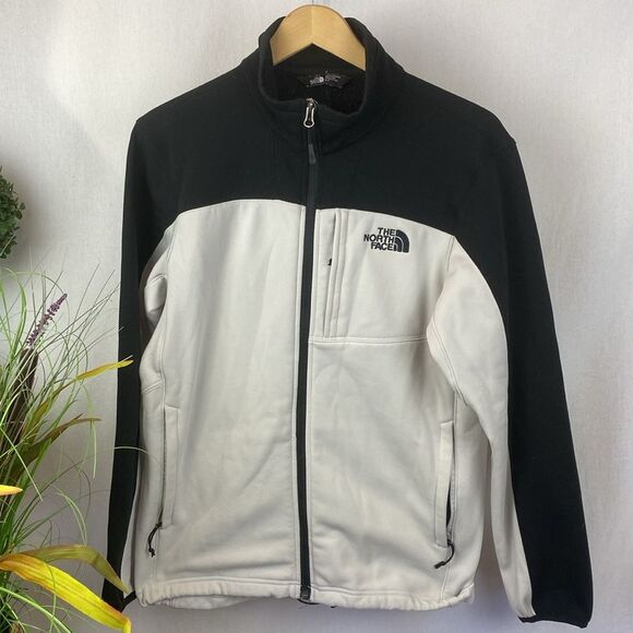 North Face Black & White Colorblock Long Sleeve Zip Up Athletic Sport Jacket S - Picture 1 of 5